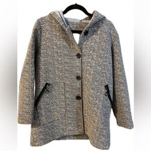 Women's Black and Gray Button-Up Pea Coat Size OS